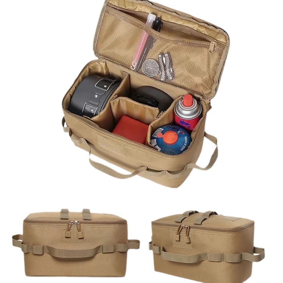 Khaki Camping Gear Storage Bag (34 x 17 x 19 cm) Portable Outdoor Organiser view 2
