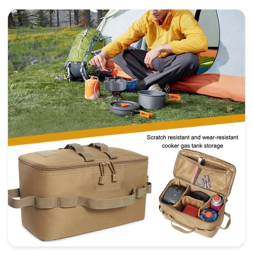 Khaki Camping Gear Storage Bag (34 x 17 x 19 cm) Portable Outdoor Organiser view 6