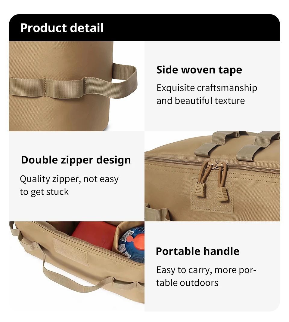Khaki Camping Gear Storage Bag (34 x 17 x 19 cm) Portable Outdoor Organiser view 9