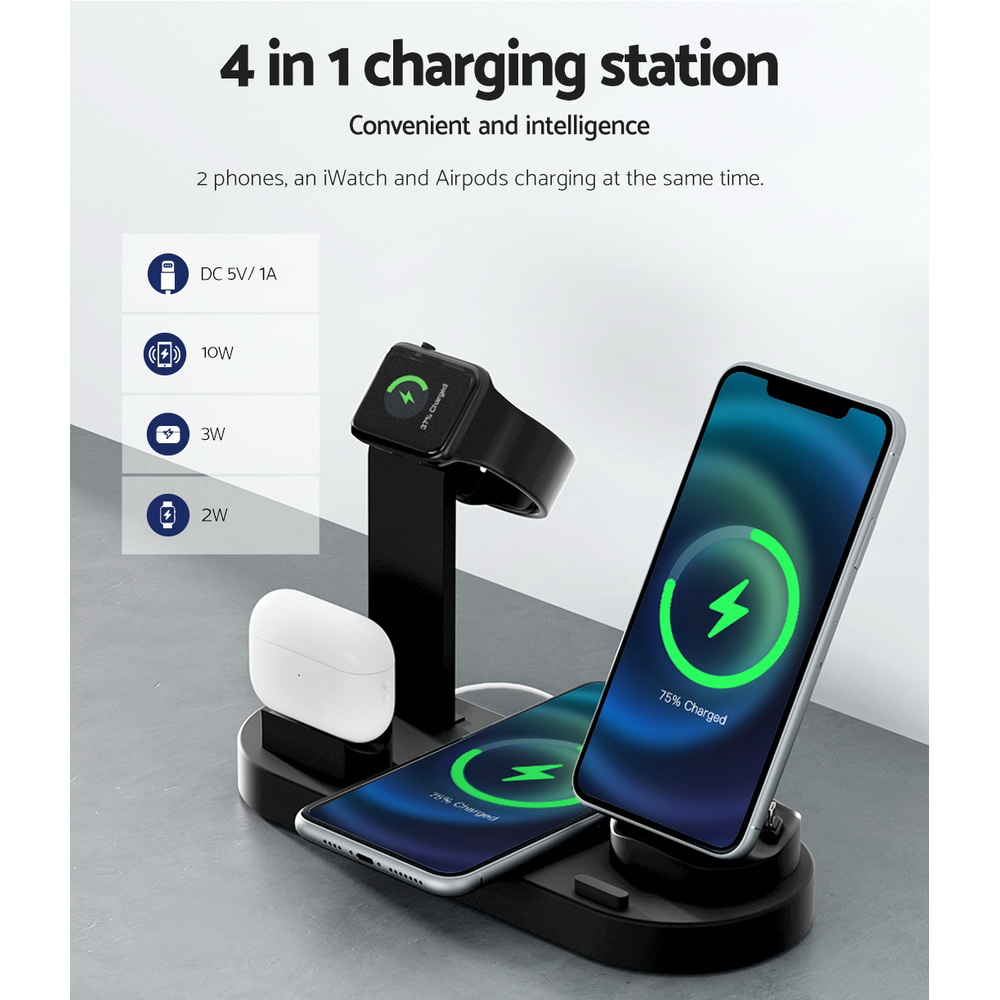 Devanti 4-in-1 Wireless Charger Dock Multi-function Charging Station for Phone view 5