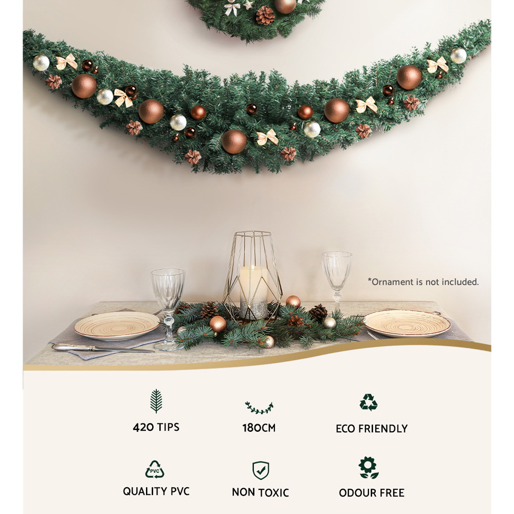 Jingle Jollys 1.8m Christmas Garland Xmas Decorations Green Wedding Party view 4