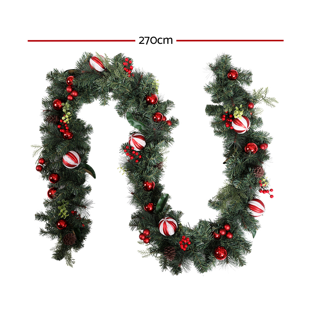Jingle Jollys 2.7m Christmas Garland with Decorations Xmas Wedding Party view 2