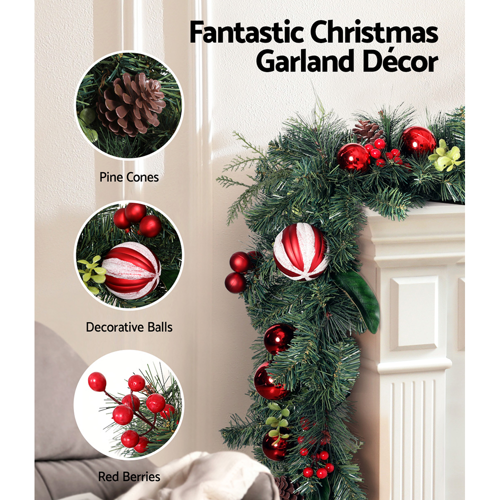 Jingle Jollys 2.7m Christmas Garland with Decorations Xmas Wedding Party view 4