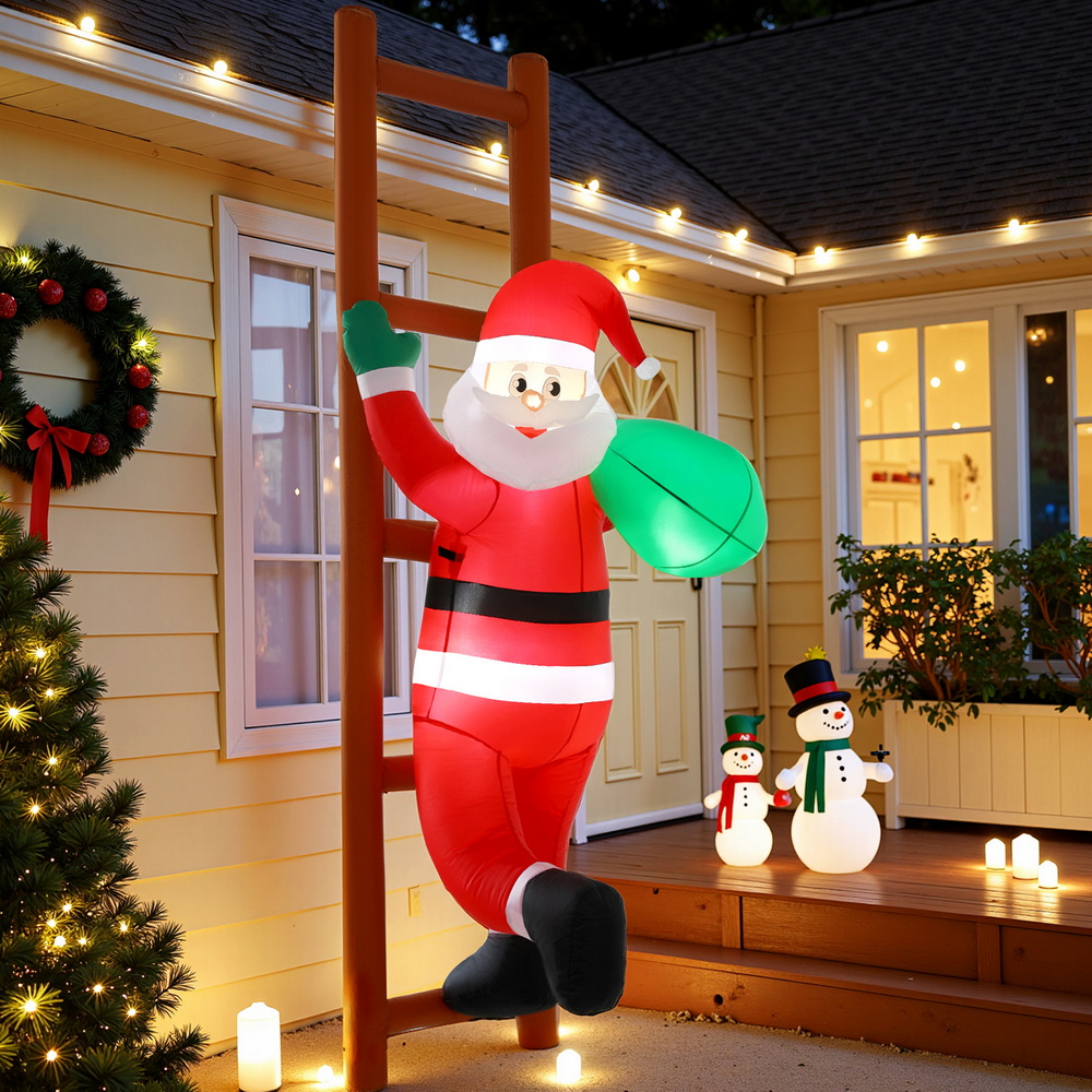 Jingle Jollys Christmas Inflatable Santa Climbing Ladder 2.45M Height LED view 7