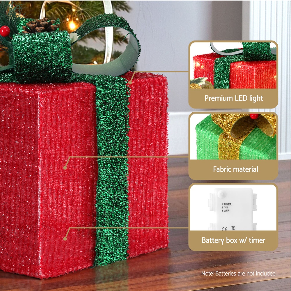 Jingle Jollys Christmas Lights 60 LED Fairy Light Gift Box 3pcs Decorations RGW view 6