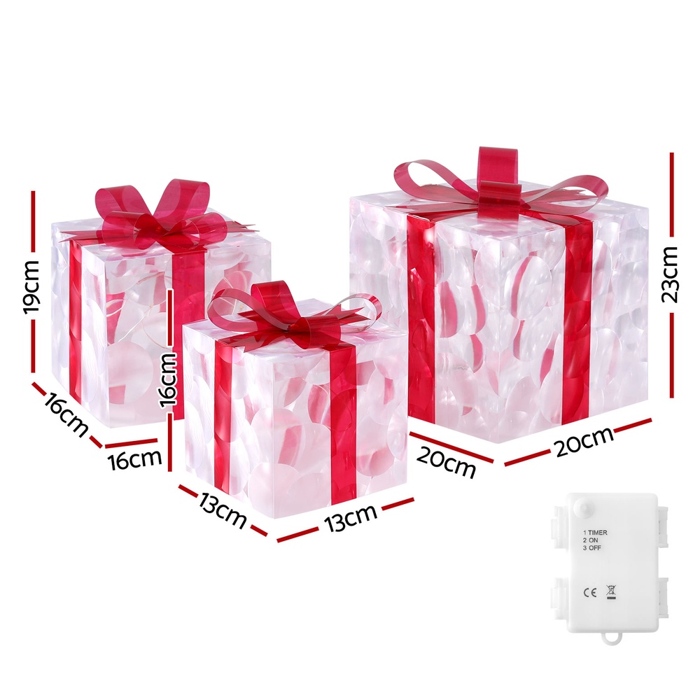 Jingle Jollys Christmas Lights 70 LED Fairy Light Gift Box 3pcs Decorations Red view 2